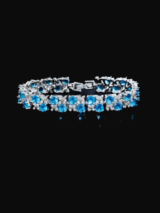 sky blue Brass Cubic Zirconia Geometric Luxury Bracelet