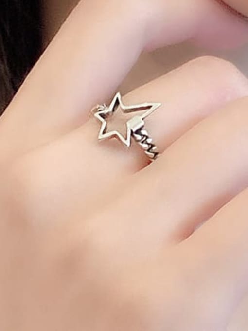 XBOX 925 Sterling Silver  Retro simple irregular five-pointed star Band Ring 1
