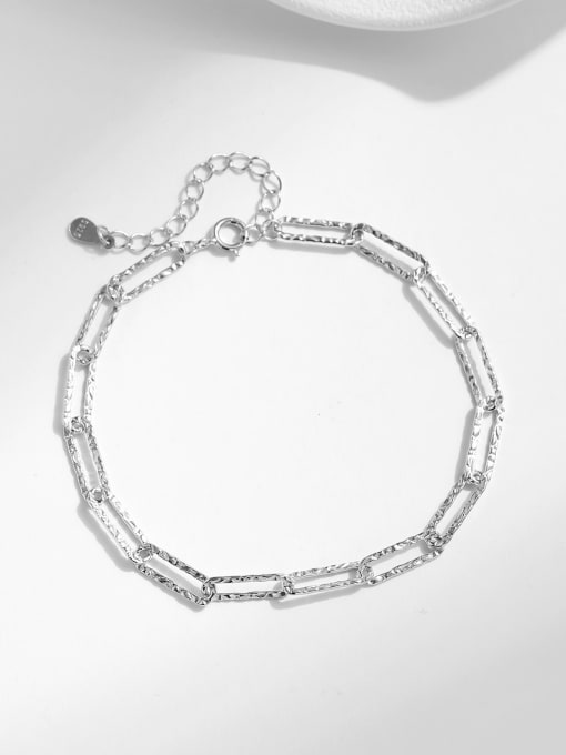 MODN 925 Sterling Silver Geometric Chain Minimalist Link Bracelet 2