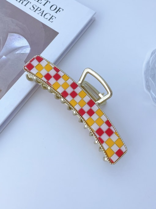 Red and yellow grid 11.3cm Cellulose Acetate Trend Geometric Alloy Jaw Hair Claw