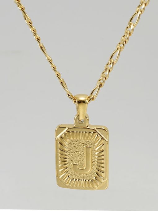 Gold J Titanium Steel Letter Hip Hop coin Necklace with 26 letters