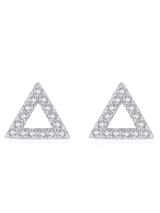 MODN 925 Sterling Silver Cubic Zirconia Triangle Classic Stud Earring