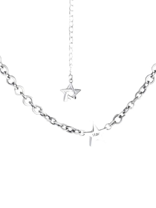Star Necklace 925 Sterling Silver Star Vintage Hollow Chain Necklace