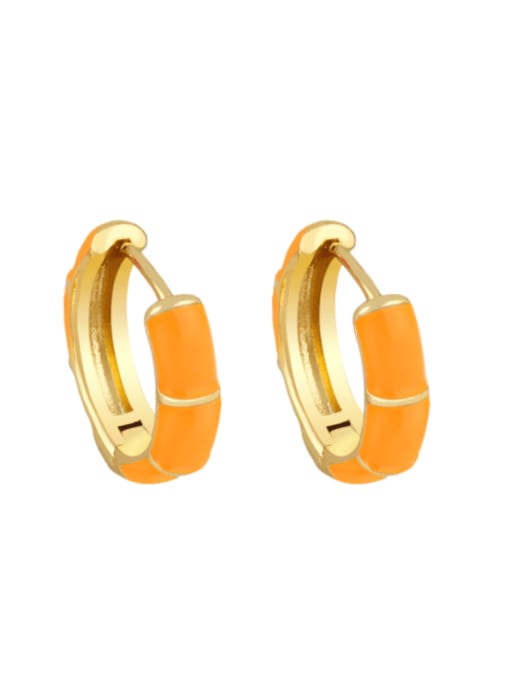 CC Brass Enamel Geometric Minimalist Huggie Earring 4