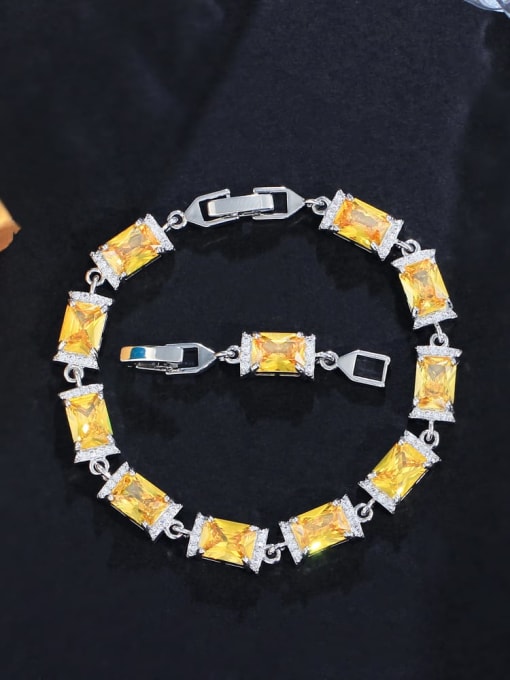 yellow Brass Cubic Zirconia Geometric Luxury Bracelet