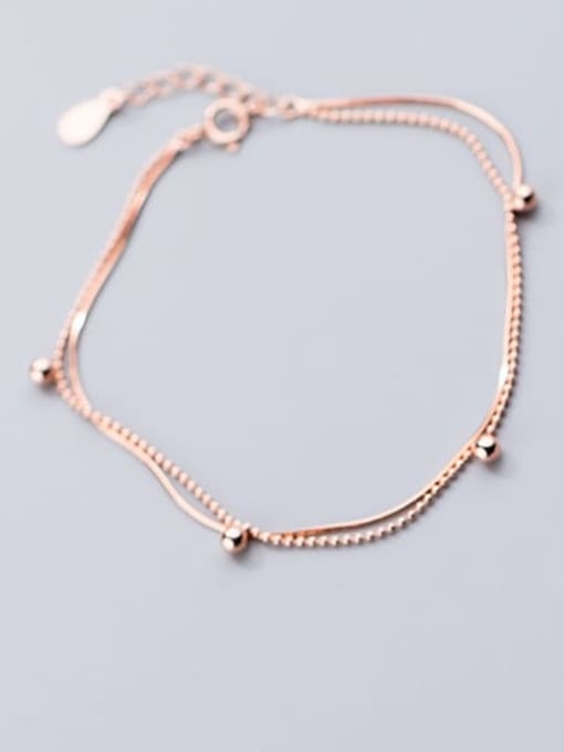 Rosh 925 Sterling Silver Round  bead Minimalist Link Bracelet 0