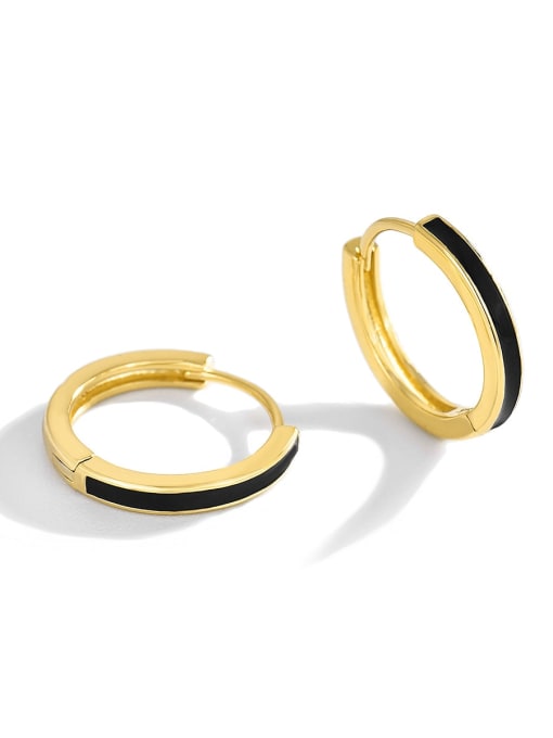 Golden oil drop ear ring Brass Enamel Geometric Minimalist Huggie Earring