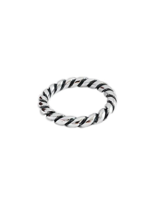 DAKA 925 Sterling Silver Retro Circle Twist Free Size Rings 0