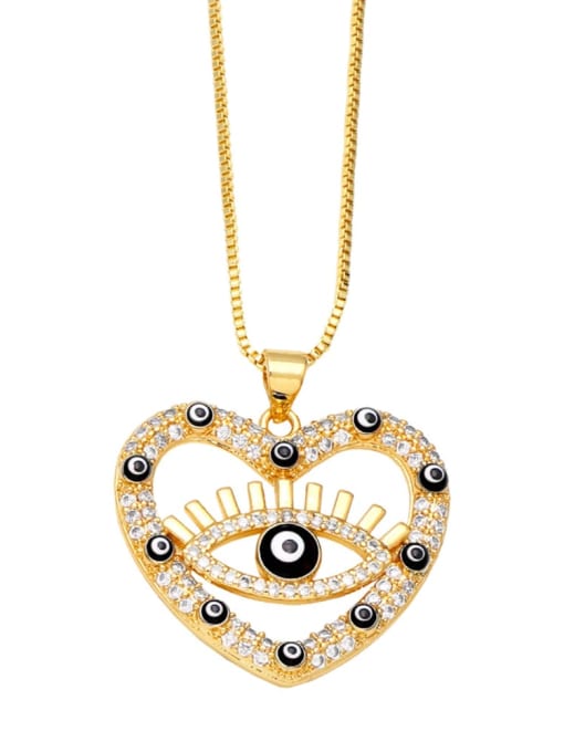 CC Brass Cubic Zirconia Evil Eye Vintage Heart Pendant Necklace 4