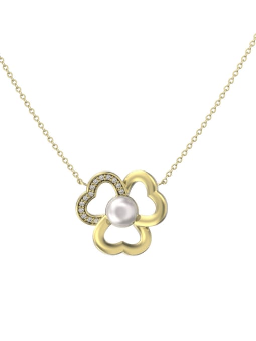RINNTIN 925 Sterling Silver Freshwater Pearl Flower Minimalist Necklace 0