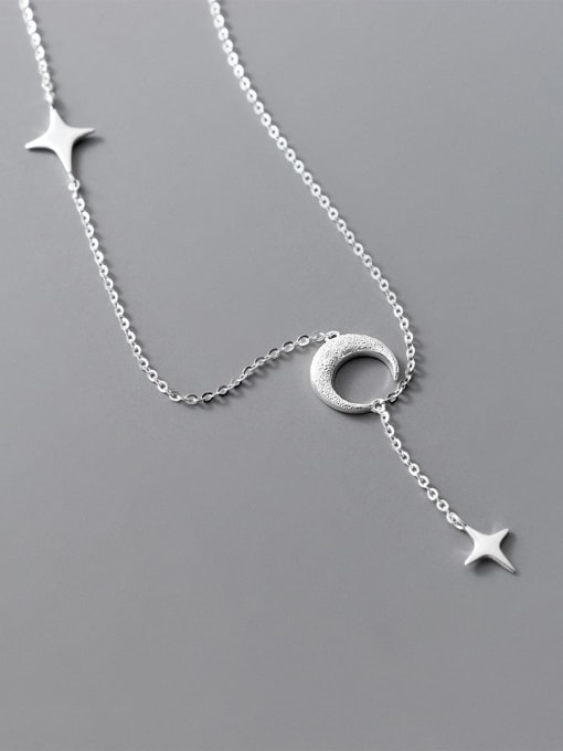 Rosh 925 Sterling Silver Moon Minimalist Tassel Pendant Necklace 2