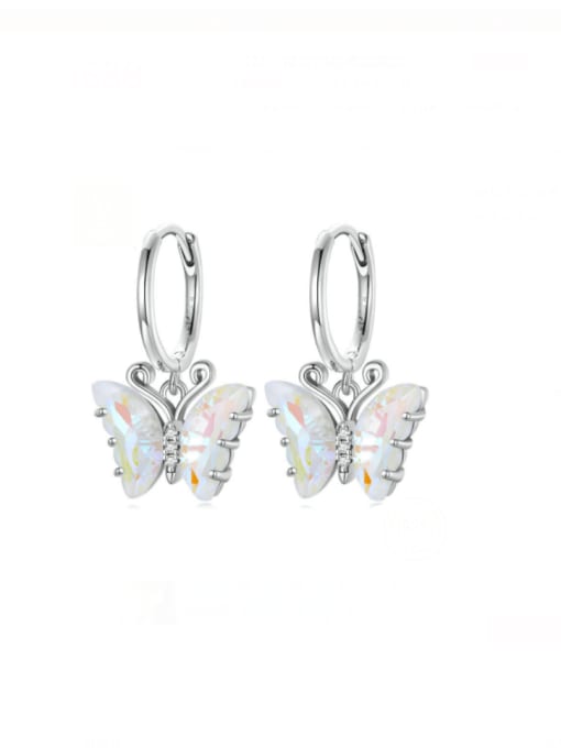 SCE1588 CF 925 Sterling Silver Cubic Zirconia Butterfly Trend Huggie Earring