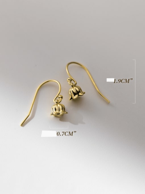 gold 925 Sterling Silver Flower Minimalist Hook Earring