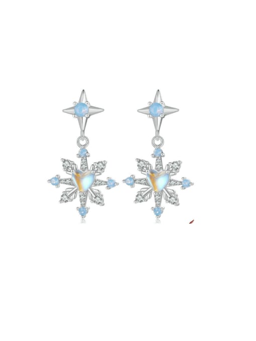 Jare Cl925 Sterling Silver Cubic Zirconia Christmas  Snowflake Earring Ring and Necklace Set 4