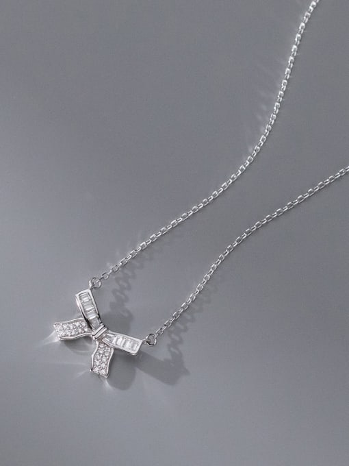 Silver 925 Sterling Silver Cubic Zirconia Butterfly Minimalist Necklace