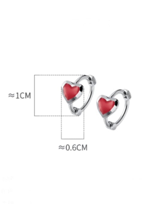 Rosh 925 Sterling Silver Enamel Heart Minimalist Huggie Earring 3