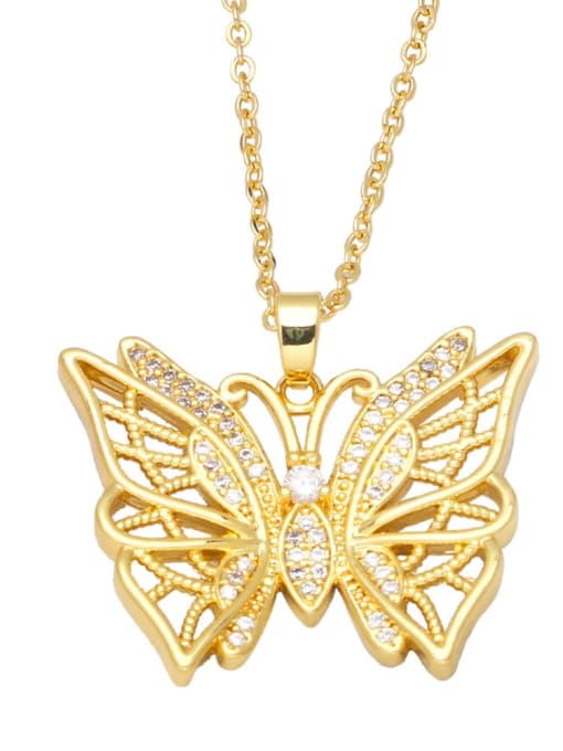 C (zirconium dioxide) Brass Cubic Zirconia Butterfly Vintage Necklace