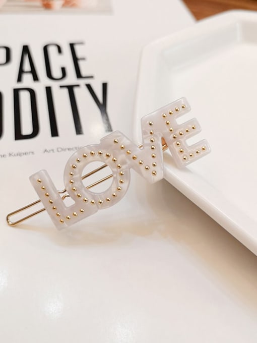 white Alloy  Cellulose Acetate Minimalist Letter Hair Pin