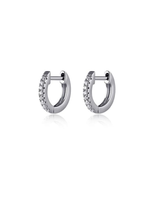 Rosh 925 Sterling Silver Cubic Zirconia Geometric Minimalist Huggie Earring 3