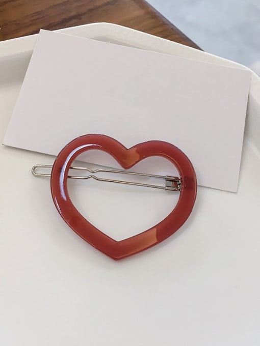 Vitality red Cellulose Acetate Minimalist Hollow Heart Alloy Hair Pin