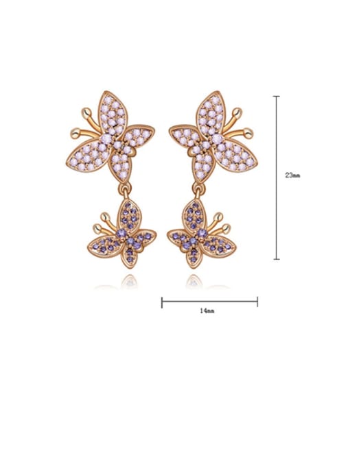 BLING SU Copper Cubic Zirconia  Butterfly  Drop Earring 1