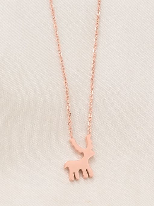 Rose Gold Titanium Smooth Minimalistic Mini Deer Necklace