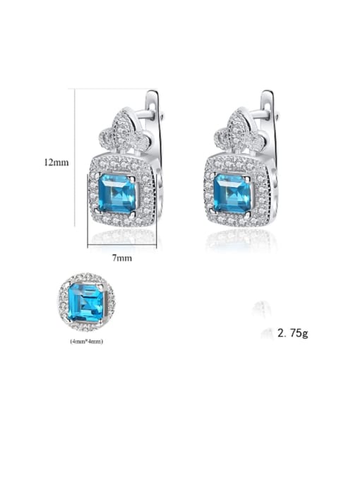 CCUI 925 Sterling Silver Cubic Zirconia  luxurious Square Trend Stud Earring 3
