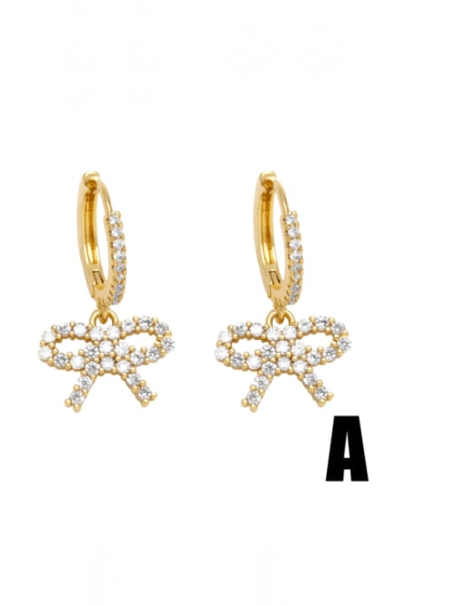 A Brass Imitation Pearl Bowknot Minimalist Huggie Earring