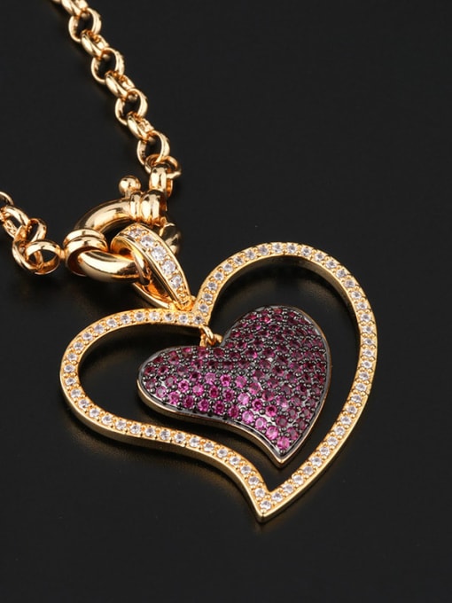 Corundum Copper Rhinestone Heart Vintage Pendant Necklace
