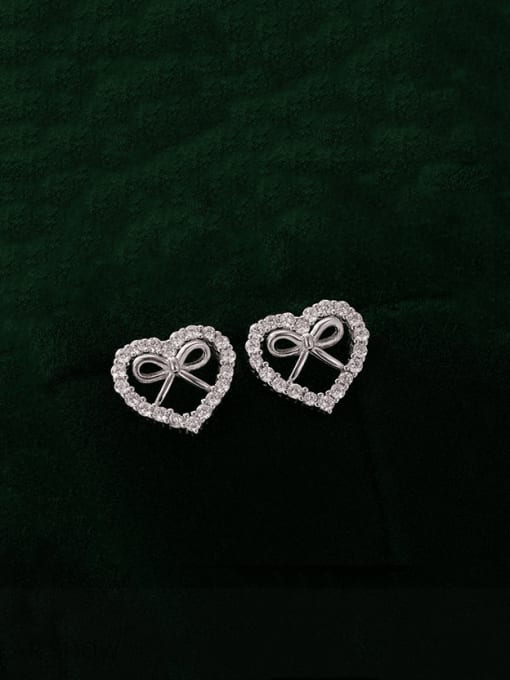 BeiFei Minimalism Silver 925 Sterling Silver Cubic Zirconia Heart Dainty Stud Earring 0