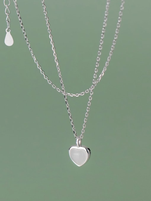 Rosh 925 Sterling Silver Shell Heart Minimalist Necklace 0