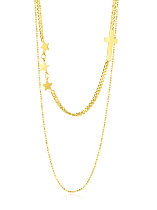2108 gold necklace Titanium Steel Star Minimalist Multi Strand Necklace