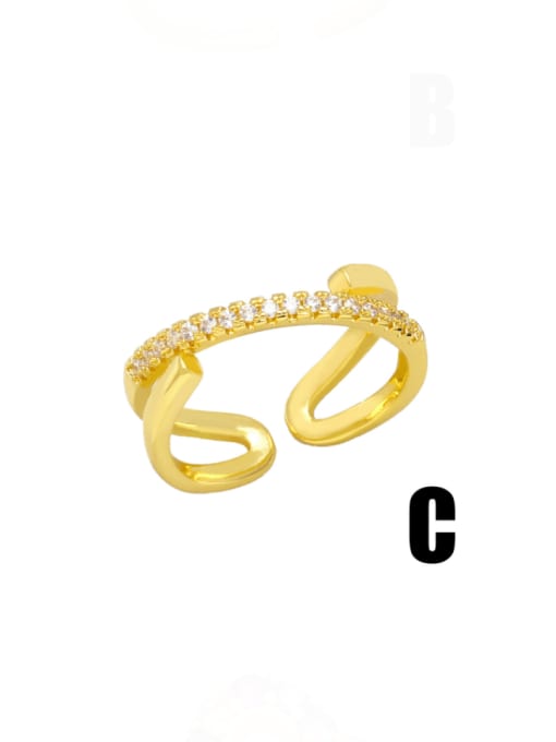 C Brass Cubic Zirconia Geometric Vintage Band Ring