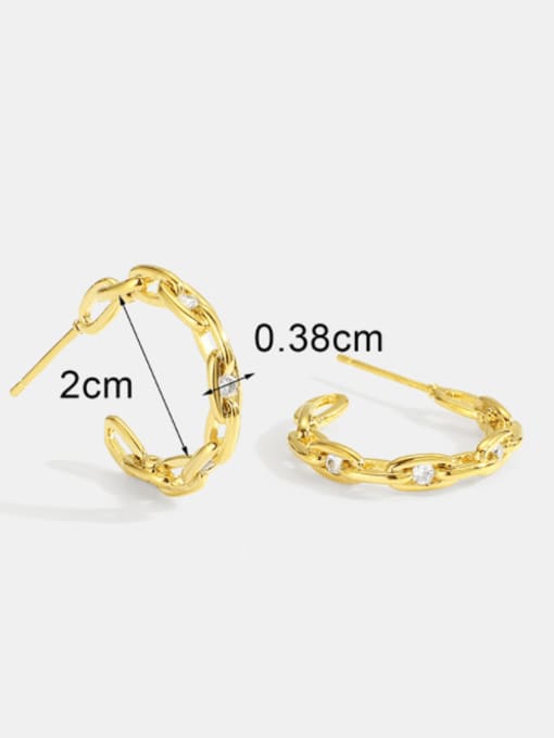 CHARME Brass Cubic Zirconia Hollow Geometric Minimalist Gold Chain Circle  Stud Earring 3
