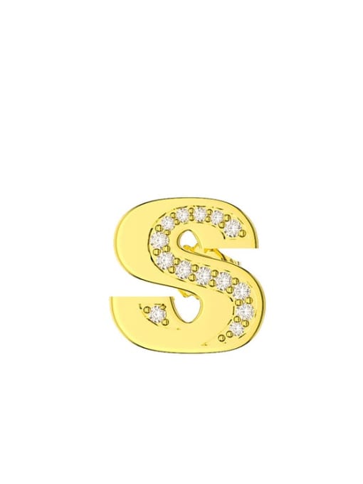 S 925 Sterling Silver Cubic Zirconia Letter Minimalist Earrings