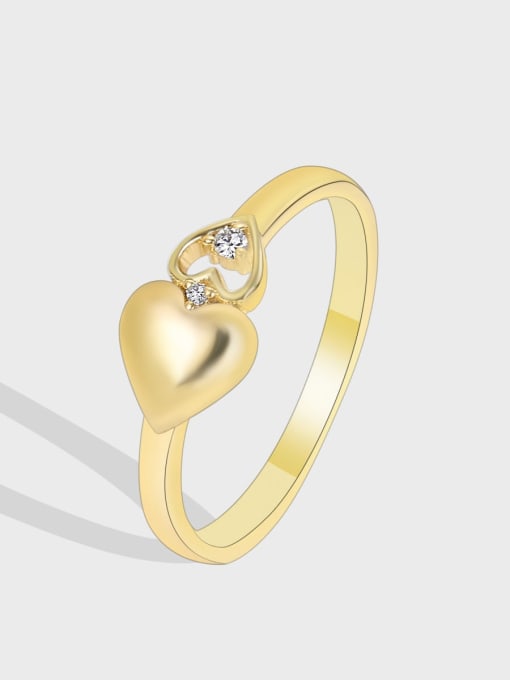 CHARME Brass Heart Minimalist Band Ring 2