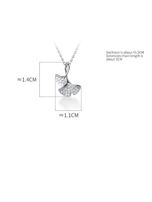 Rosh 925 Sterling Silver Cubic Zirconia plant diamond double Apricot Leaf Pendant Necklace 3