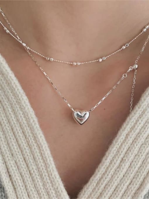 Boomer Cat 925 Sterling Silver Heart Vintage Necklace 2