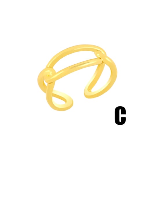 C Brass Hollow Geometric Minimalist Band Ring