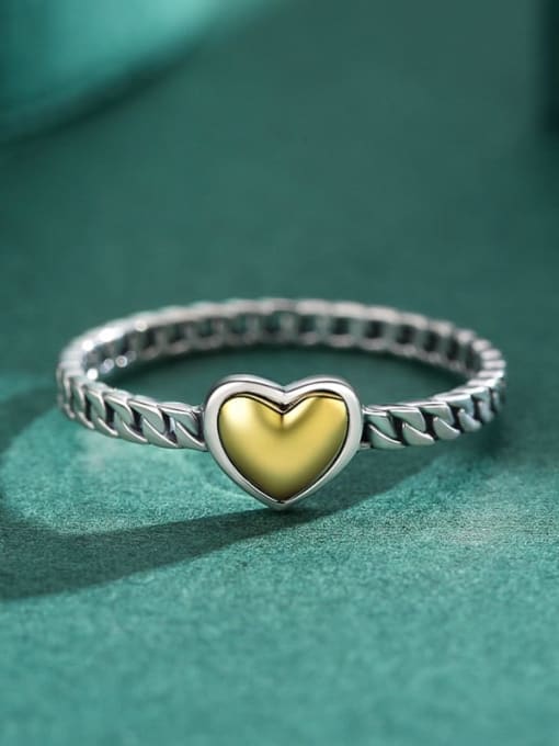 MODN 925 Sterling Silver Heart Vintage Band Ring 2