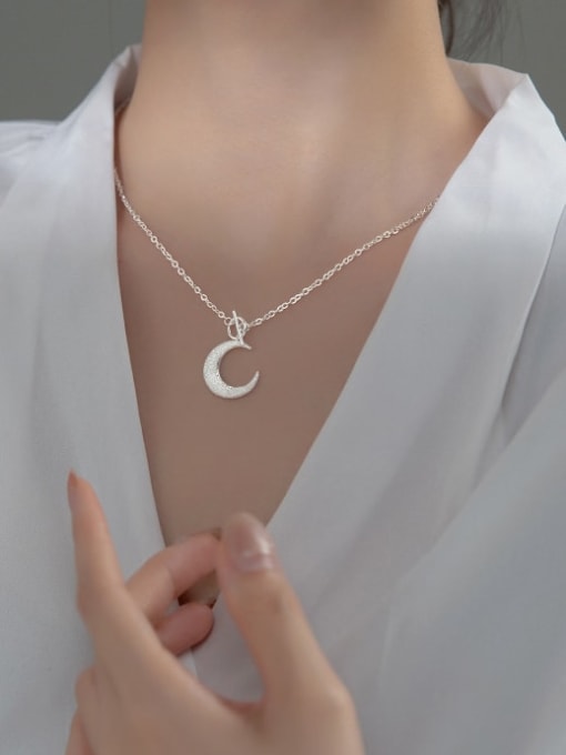 Rosh 925 Sterling Silver Moon Minimalist Necklace 1
