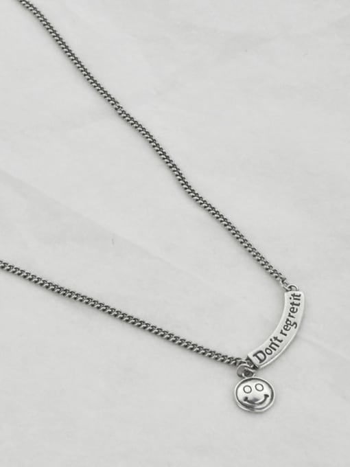 50+5cm(8.5g) Vintage Sterling Silver With Platinum Plated Fashion Smiley Necklaces