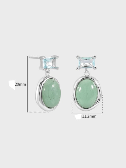 DAKA 925 Sterling Silver Natural Stone Geometric Vintage Drop Earring 2