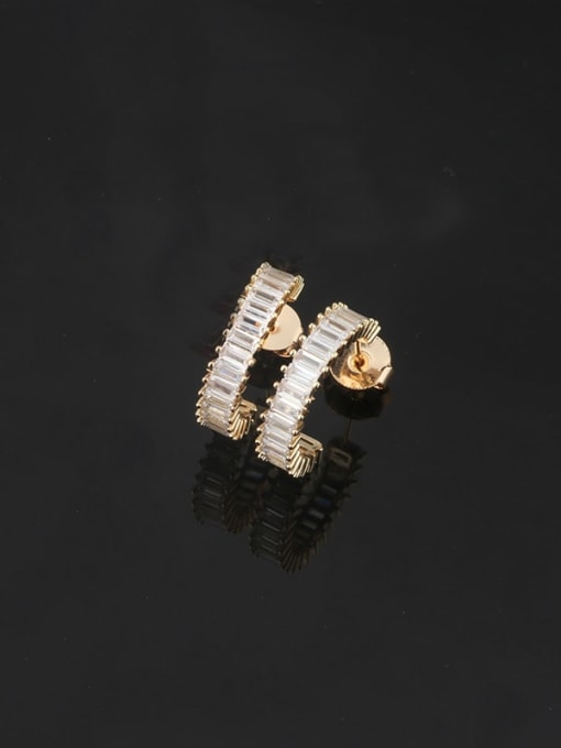 White zirconium Brass Cubic Zirconia Geometric Dainty Stud Earring