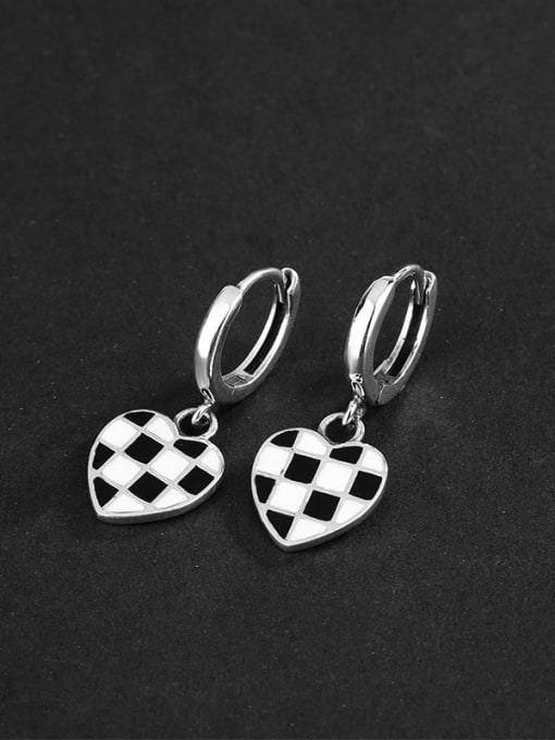 KDP-Silver 925 Sterling Silver Enamel Heart Minimalist Huggie Earring 2