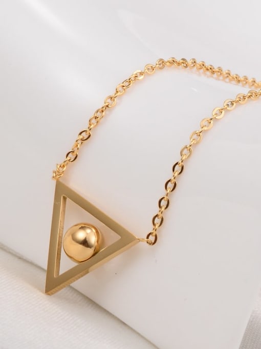 Golden Titanium Bead  Triangle Welding Beads Hollow Necklace