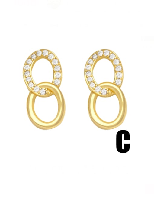 C Brass Cubic Zirconia Pentagram Cute Stud Earring