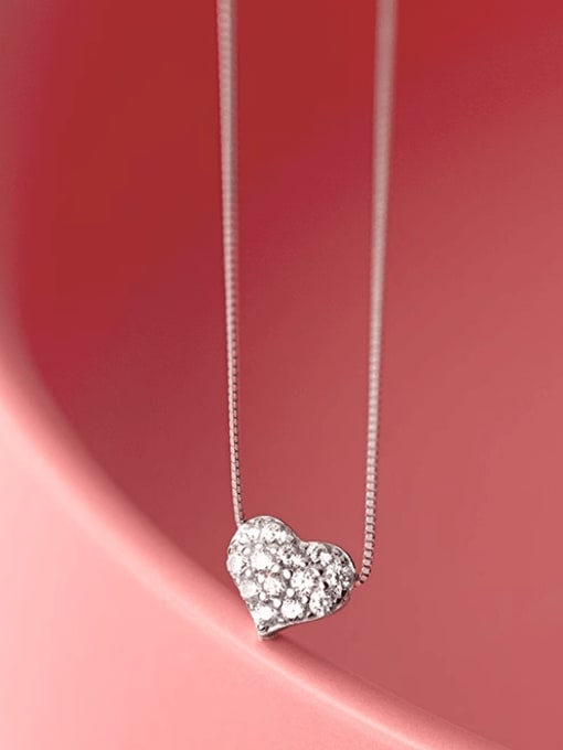 Rosh 925 Sterling Silver Cubic Zirconia Heart Dainty Necklace 3