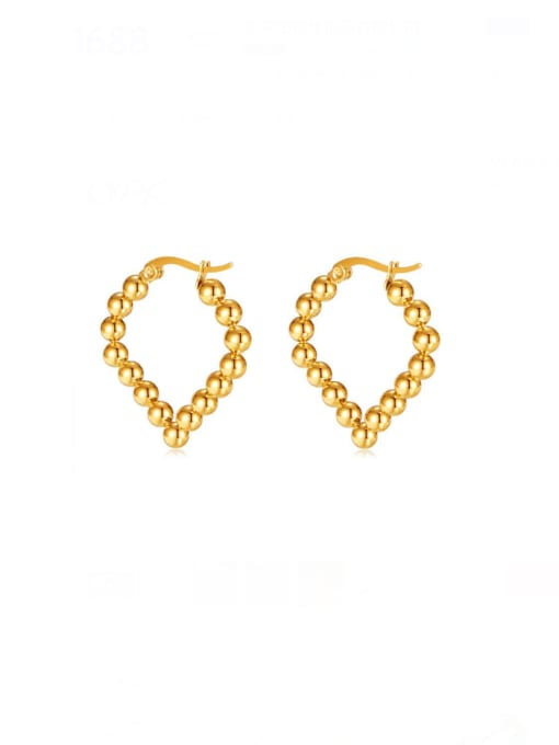 GE879 Steel Earrings Gold Stainless steel Bead Geometric Hip Hop Huggie Earring