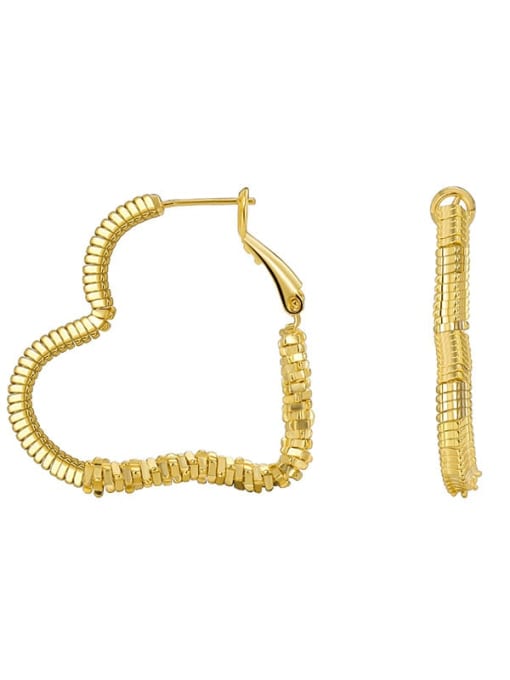 Gold Heart Earrings Brass Heart Minimalist Huggie Earring